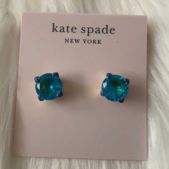 KATE SPADE Heart Stud Earrings Lt Sapphire/Gold - Picture 1 of 2